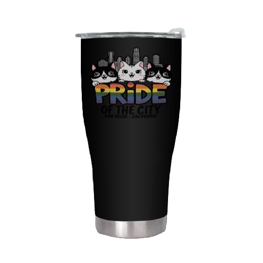 Pride of San Diego City California USA Rainbow Fla Stainless Steel Tumblers