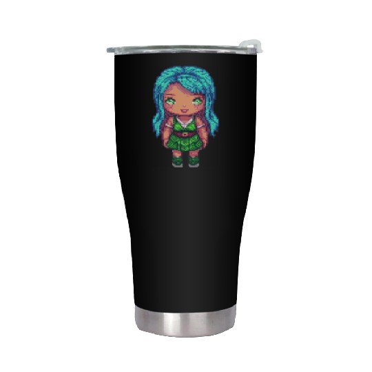 Mystic Emerald Sprite - Pixel Art Design Stainless Steel Tumblers