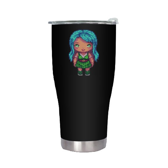 Mystic Emerald Sprite - Pixel Art Design Stainless Steel Tumblers