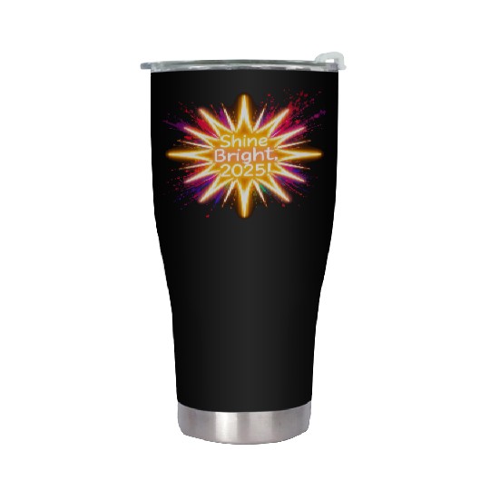 A large starburst glowing in neon light with 2025 Stainless Steel Tumblers
