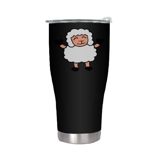 Sheep Baby Standing Cute Cute Lamb Child Happy Fun Stainless Steel Tumblers