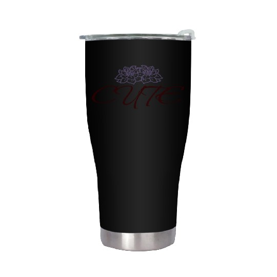 Elegant Floral Lotus Pattern Stainless Steel Tumblers