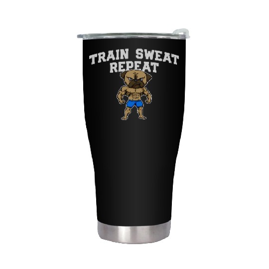 Train Sweat Repeat Funny Workout Humor Gym Sayings Stainless Steel Tumblers