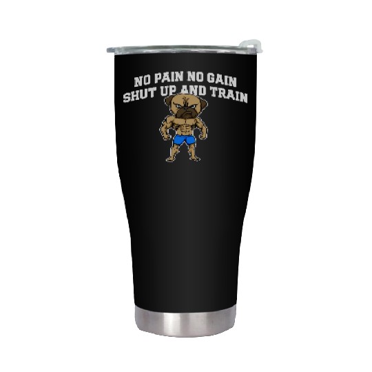 Shut Up and Train Funny Workout Humor Gym Sayings Stainless Steel Tumblers