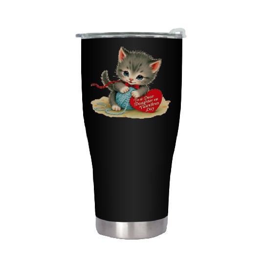 Kitten To a Dear Valentine s Day Card Stainless Steel Tumblers