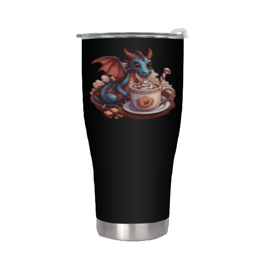 Cozy Dragon and Hot Chocolate Delight Stainless Steel Tumblers