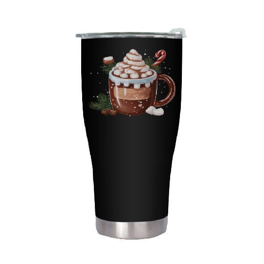 Festive Hot Chocolate with Marshmallows Stainless Steel Tumblers