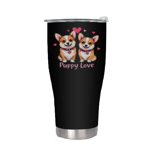 Valentines Day - Puppy Love Corgi dog Stainless Steel Tumblers