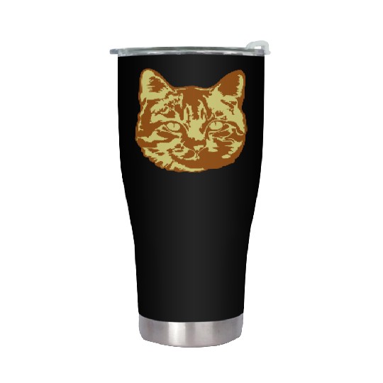 Cat Lover Realistic Pet Face Cute Cool Kitten Head Stainless Steel Tumblers