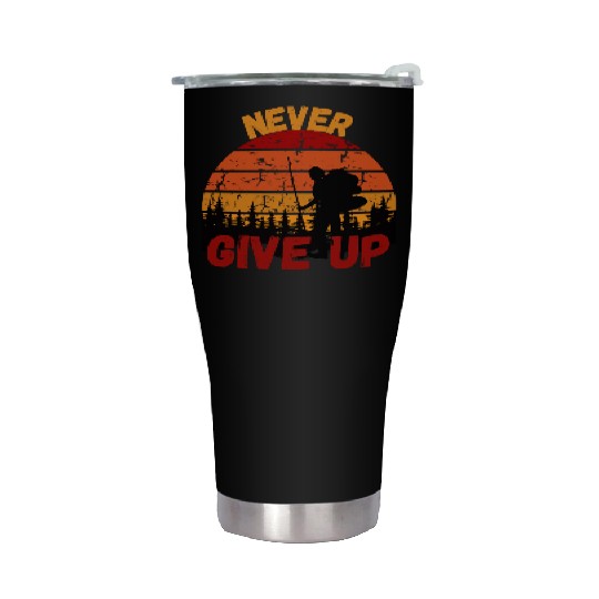 Never Give Up Forest Adventure Design Stainless Steel Tumblers