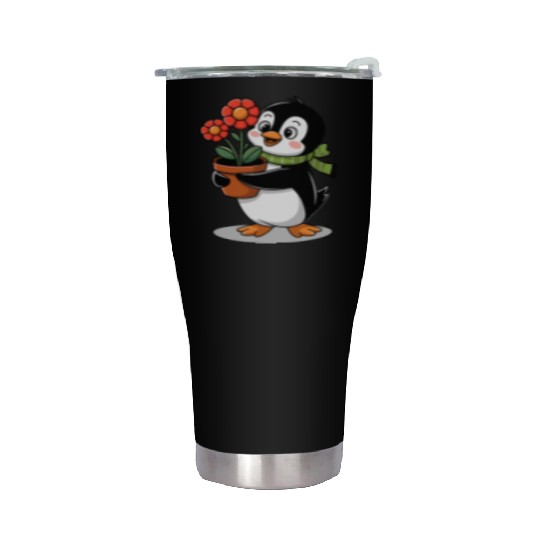 Cute Penguin Gardener Garden Joyful Design Stainless Steel Tumblers