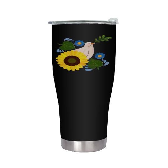 Peaceful Bloom - Dove and Sunflower Harmony Stainless Steel Tumblers