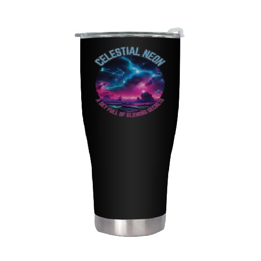 Celestial Neon - A sky full of glowing secrets Stainless Steel Tumblers