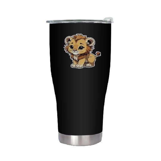 Lion Chibi-Style Sticker Stainless Steel Tumblers