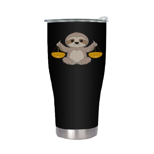 Libra Zodiac Sloth Balancing Harmony Stainless Steel Tumblers