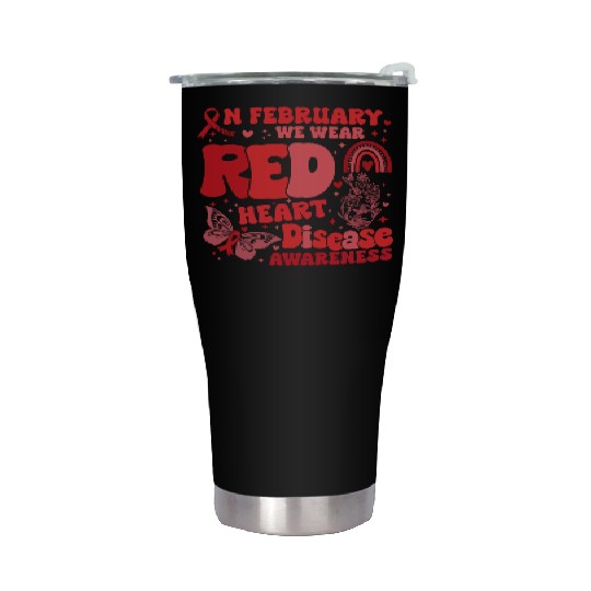 In February We Wear Red Rainbow CHD Awareness Stainless Steel Tumblers