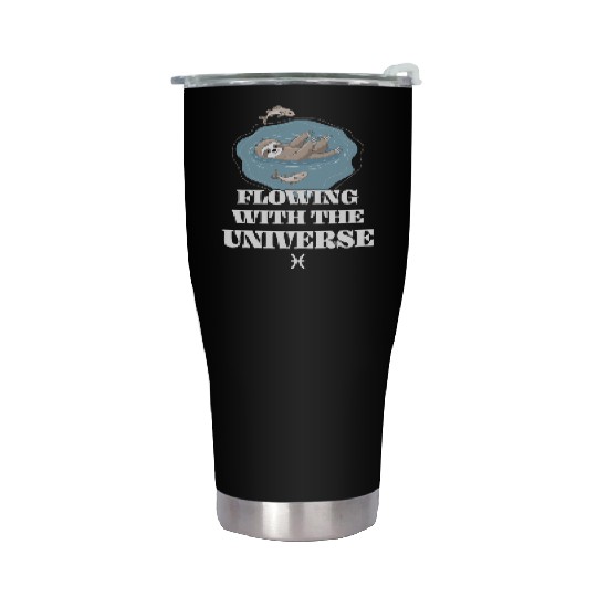 Pisces Zodiac Sloth Flowing With The Universe Stainless Steel Tumblers