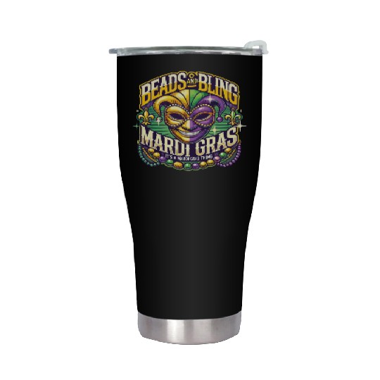 Beads And Bling Mardi Gras Mask Extravaganza Stainless Steel Tumblers