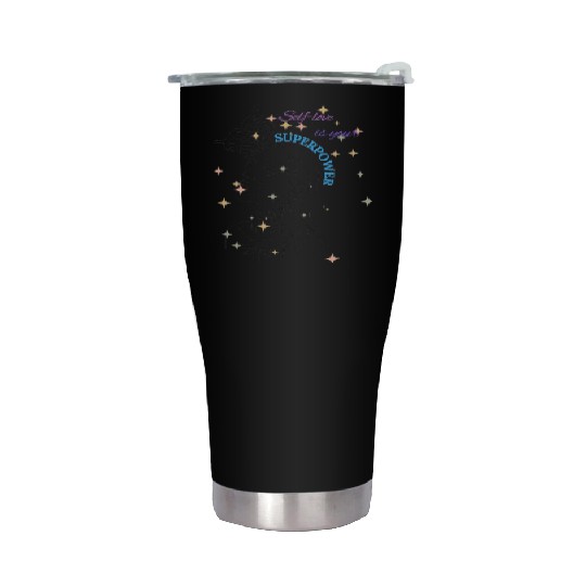 Self-Love Superpower: Butterfly & Floral Art Stainless Steel Tumblers