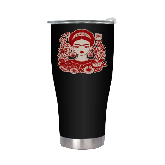 Frida Kahlo Illustration Feminist Art Stainless Steel Tumblers