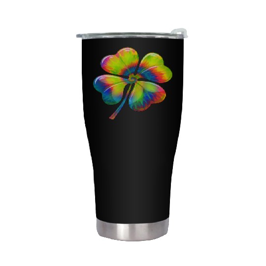 Tie Dye Shamrock Lucky Four Leaf Clover St Patrick Stainless Steel Tumblers