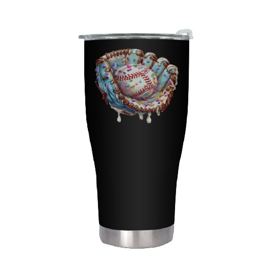 Baseball Drip Ice Cream Sprinkles Baseball Glove Stainless Steel Tumblers
