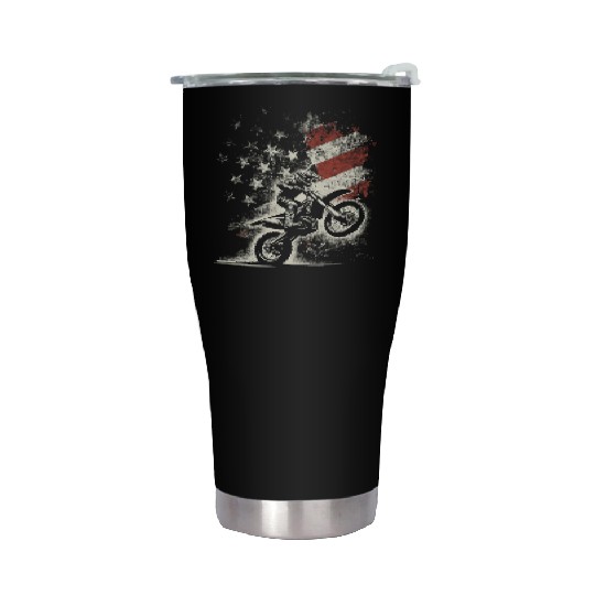 Vintage Patriotic Dirt Bike Motocross USA American Stainless Steel Tumblers