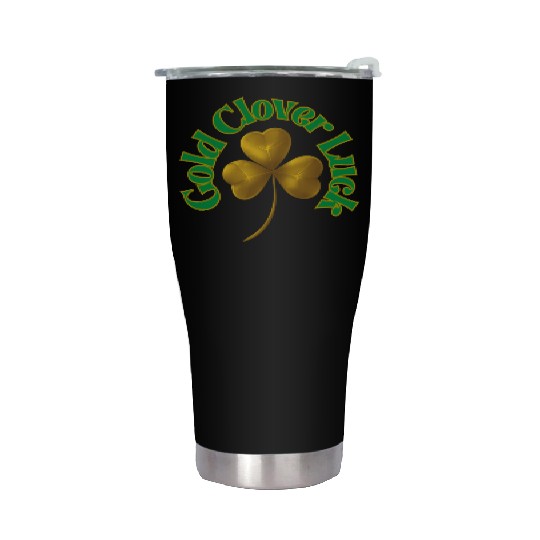 St. Patrick's Day - Gold Clover Luck Stainless Steel Tumblers