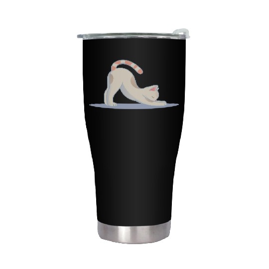 cute cat in the classic yoga stretching pose Stainless Steel Tumblers