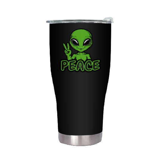 Grey Alien Peace Stainless Steel Tumblers