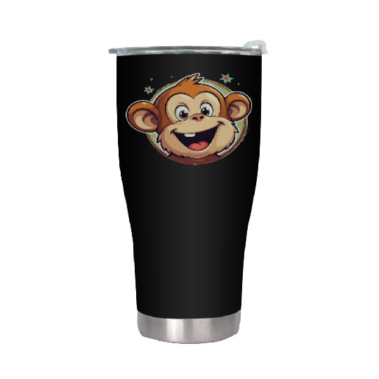 Cute Cartoon Monkey Face Stainless Steel Tumblers