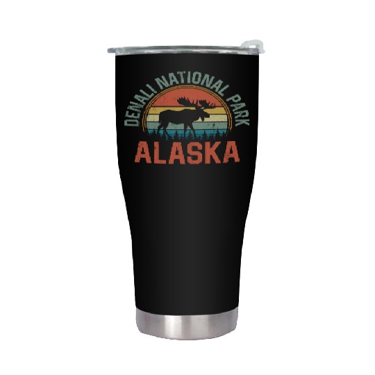Denali National Park Alaska Moose Hiking Nature Stainless Steel Tumblers