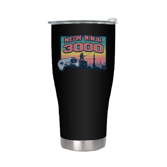 Neon Ninja 3000 - Retro Video Game Stainless Steel Tumblers