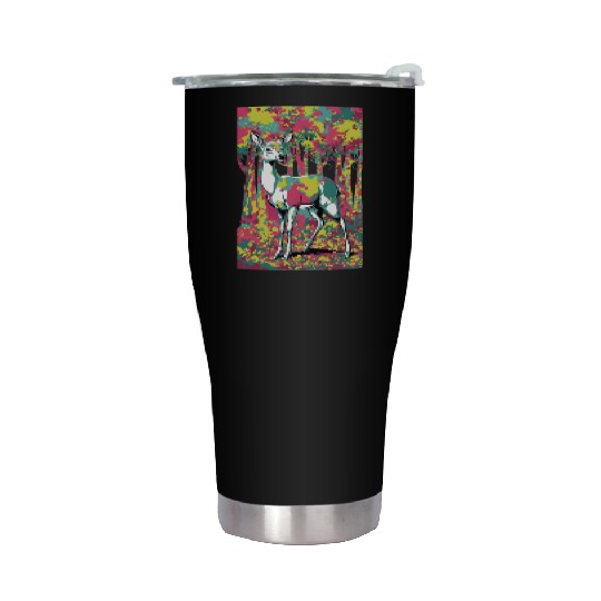 Trippy camouflage deer in the forest Stainless Steel Tumblers
