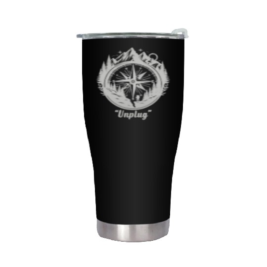 Compass Mountains Hiker, Unplug Nature Adventure Stainless Steel Tumblers
