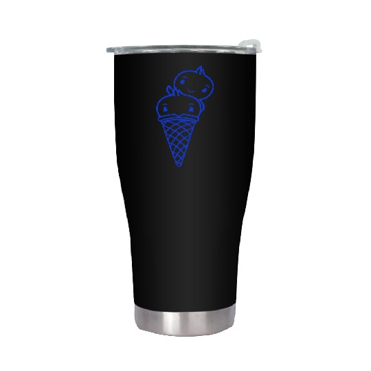 Two Birds Ice Cream Waffle Scoops Greeting Waving Stainless Steel Tumblers