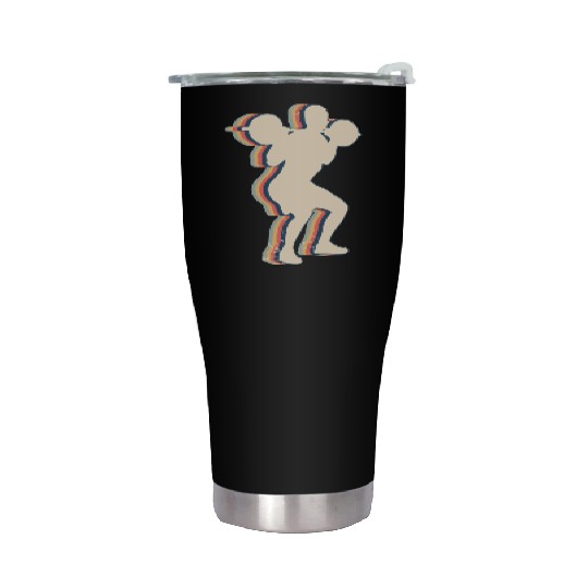 Squats Workout Gym Retro Line Art Stainless Steel Tumblers
