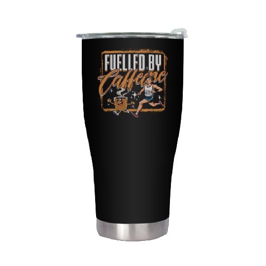 Marathon Marathoner Running Fuelled By Caffeine Stainless Steel Tumblers