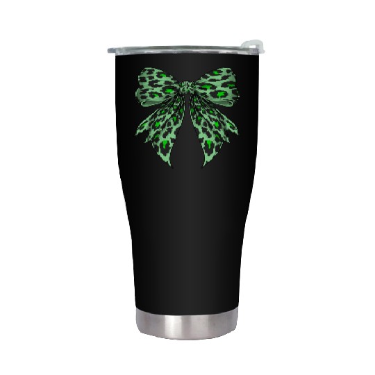 Coquette Bow Cheetah Animal Pattern Lime Green Stainless Steel Tumblers