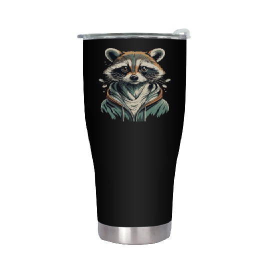 fashionista raccoon with trendy jacket Stainless Steel Tumblers
