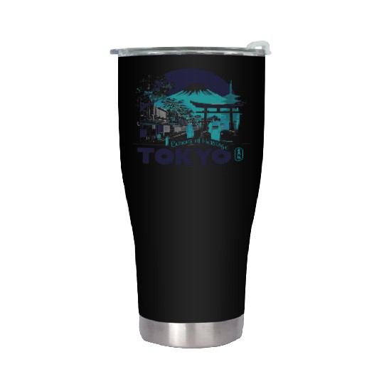 Tokyo Skyline with Mount Fuji Stainless Steel Tumblers