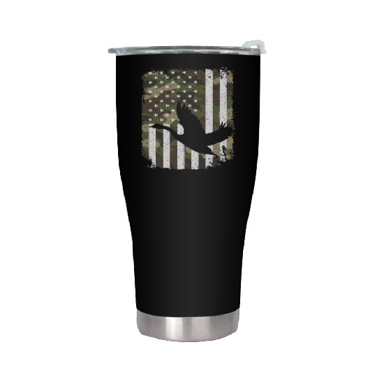 Goose Hunting Camo US Flag For Hunter Camouflage Stainless Steel Tumblers