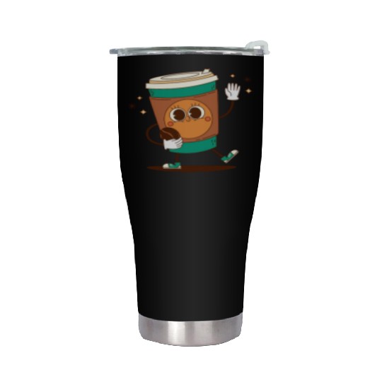 Playful Coffee Cup Character Design Stainless Steel Tumblers