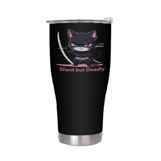 Silent But Deadly – Chibi Ninja in Action Stainless Steel Tumblers