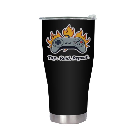 Tap. Raid. Repeat. – Retro Gamer Controller On Fir Stainless Steel Tumblers