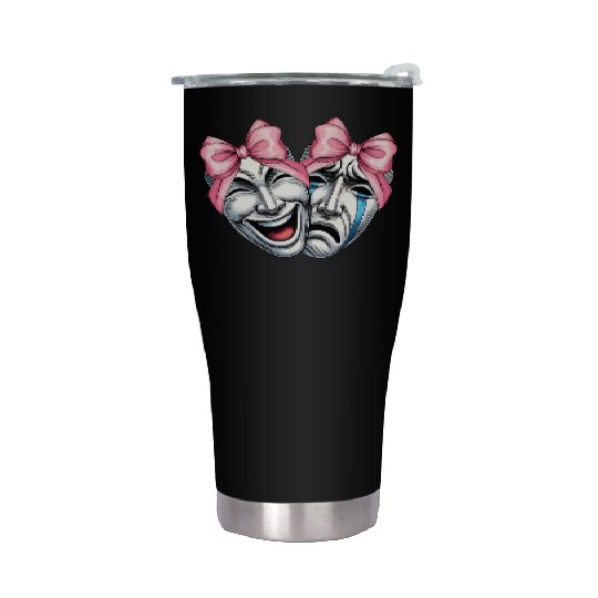 Coquette Bow Theatre Mask Drama Comedy Artist Girl Stainless Steel Tumblers