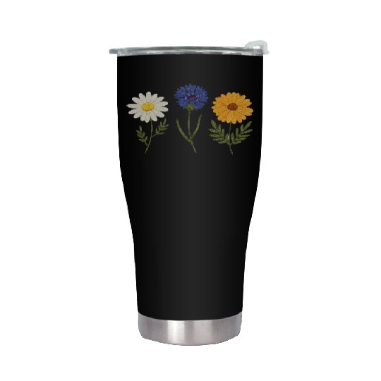 Wildflower Trio Daisy Cornflower Marigold Stainless Steel Tumblers