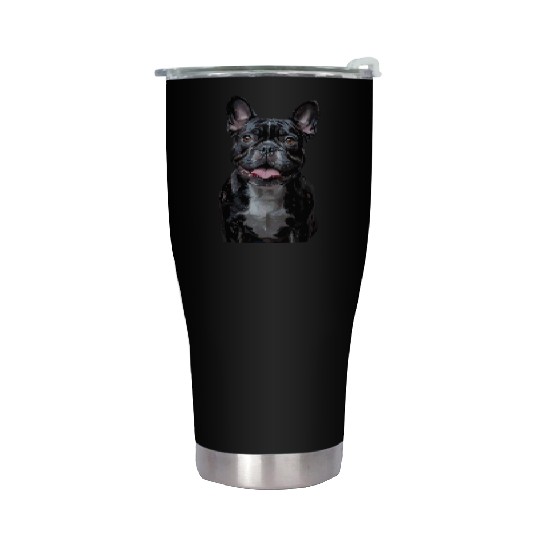 Charming French Bulldog Portrait Capturing Joyful Stainless Steel Tumblers