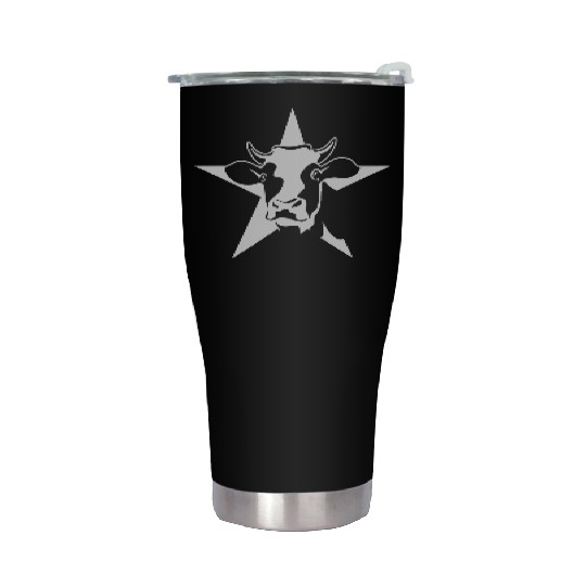 Cow Portrait Farmer Agriculture Minimalist Stainless Steel Tumblers