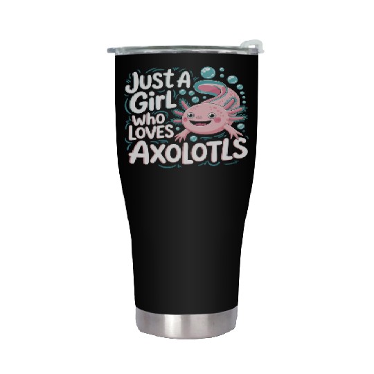 Whimsical Axolotl Love Design Stainless Steel Tumblers